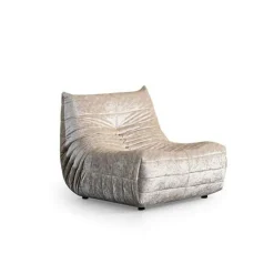 Fauteuil lounge gris clair plissé sans accoudoirs ARVEN