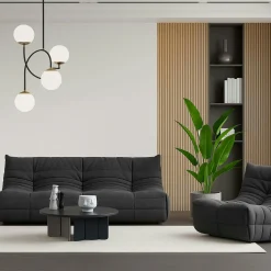 Fauteuil lounge gris sombre plissé sans accoudoirs ARVEN