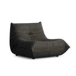 Fauteuil lounge gris sombre plissé sans accoudoirs ARVEN