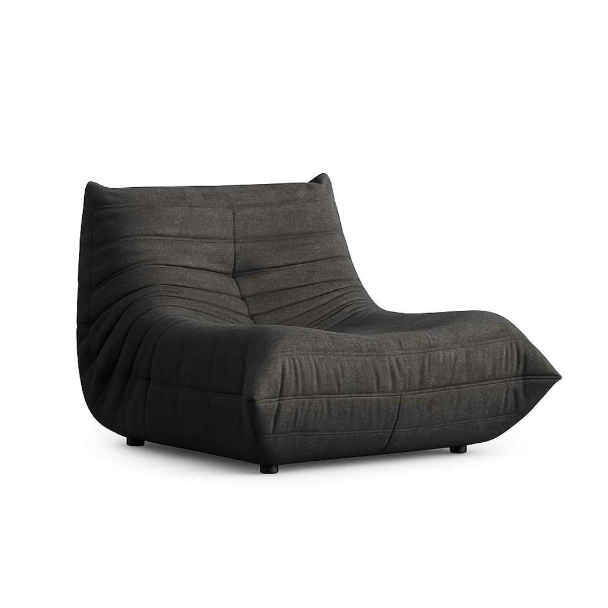 Fauteuil lounge gris sombre plissé sans accoudoirs ARVEN