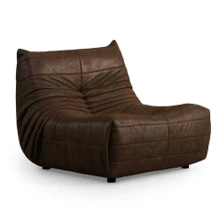 Fauteuil lounge marron plissé sans accoudoirs ARVEN