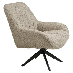 Fauteuil lounge pivotant en tissu gris chiné MONTREUX