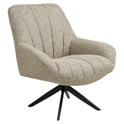 Fauteuil lounge pivotant en tissu gris chiné MONTREUX
