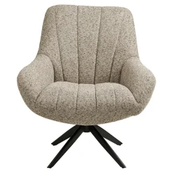 Fauteuil lounge pivotant en tissu gris chiné MONTREUX