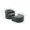 Fauteuil méridienne anthracite, pouf demi-lune PATNA