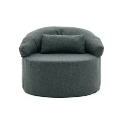 Fauteuil méridienne anthracite, pouf demi-lune PATNA