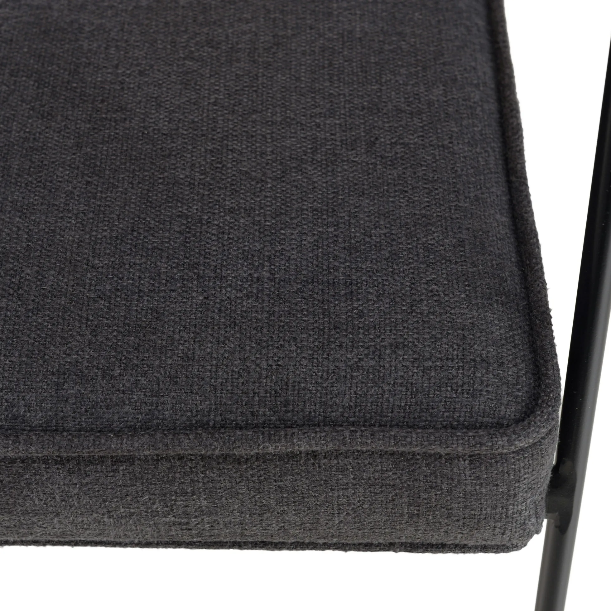 Fauteuil métal dossier rotin assise tissu anthracite TIM