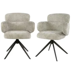 Fauteuil pivotant à ailettes en tissu doux sable (x2) CREEK