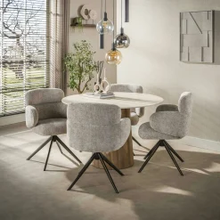 Fauteuil pivotant à ailettes en tissu doux sable (x2) CREEK