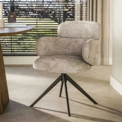 Fauteuil pivotant à ailettes en tissu doux sable (x2) CREEK