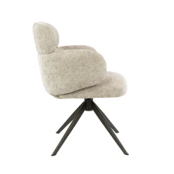 Fauteuil pivotant à ailettes en tissu doux sable (x2) CREEK