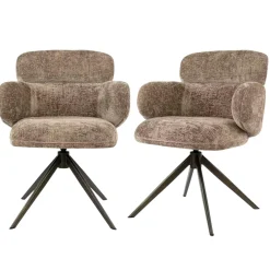 Fauteuil pivotant à ailettes tissu doux brun chaud (x2) CREEK