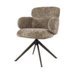 Fauteuil pivotant à ailettes tissu doux brun chaud (x2) CREEK