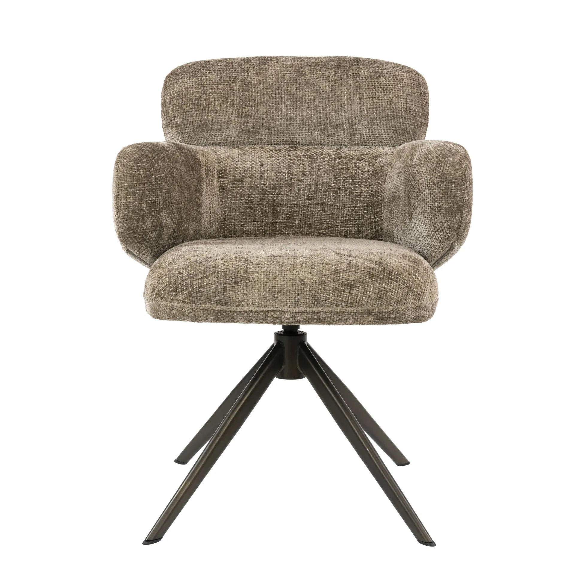 Fauteuil pivotant à ailettes tissu doux brun chaud (x2) CREEK