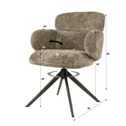 Fauteuil pivotant à ailettes tissu doux brun chaud (x2) CREEK
