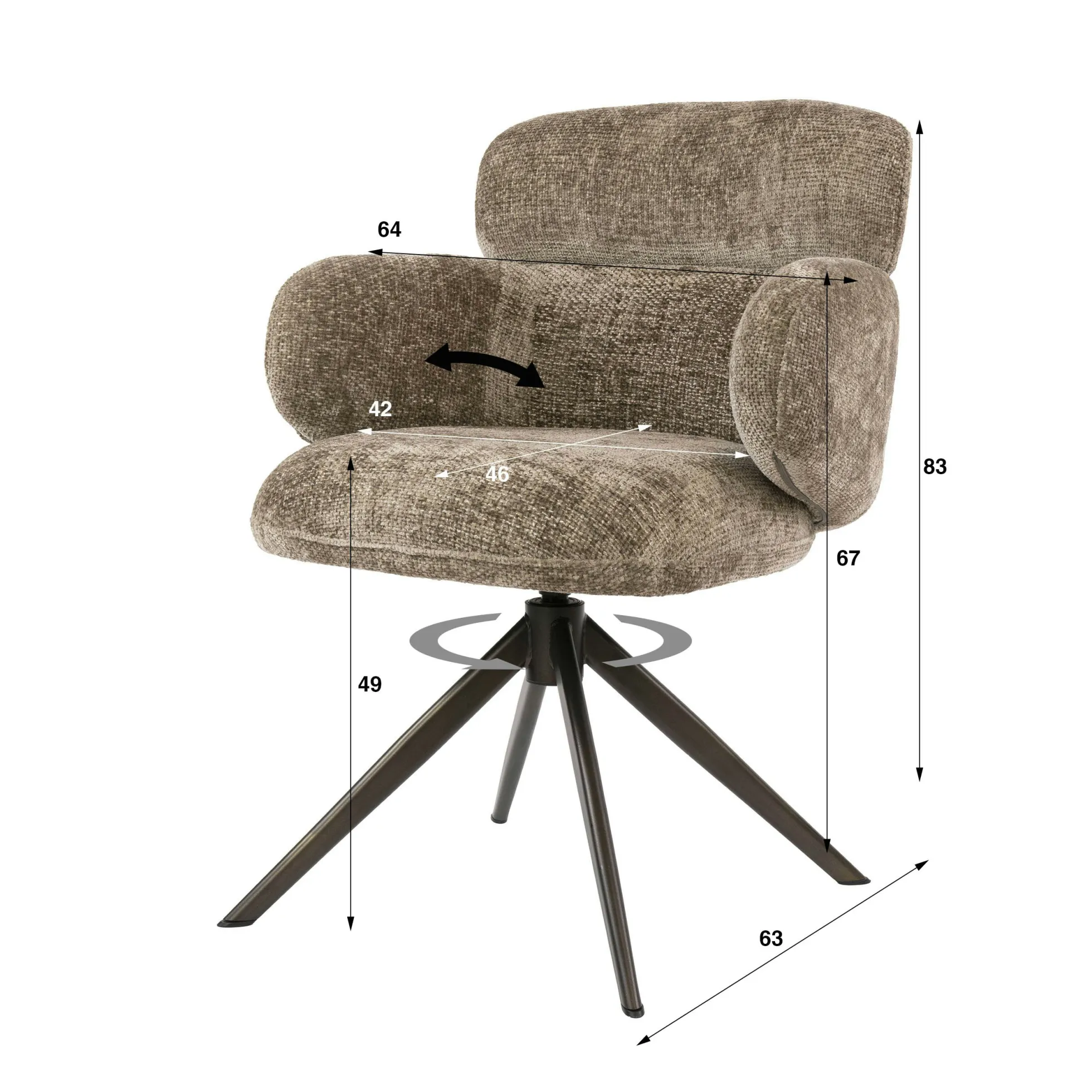 Fauteuil pivotant à ailettes tissu doux brun chaud (x2) CREEK