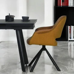 Fauteuil pivotant bi-matière, couleur moutarde (lot de 2) IENA