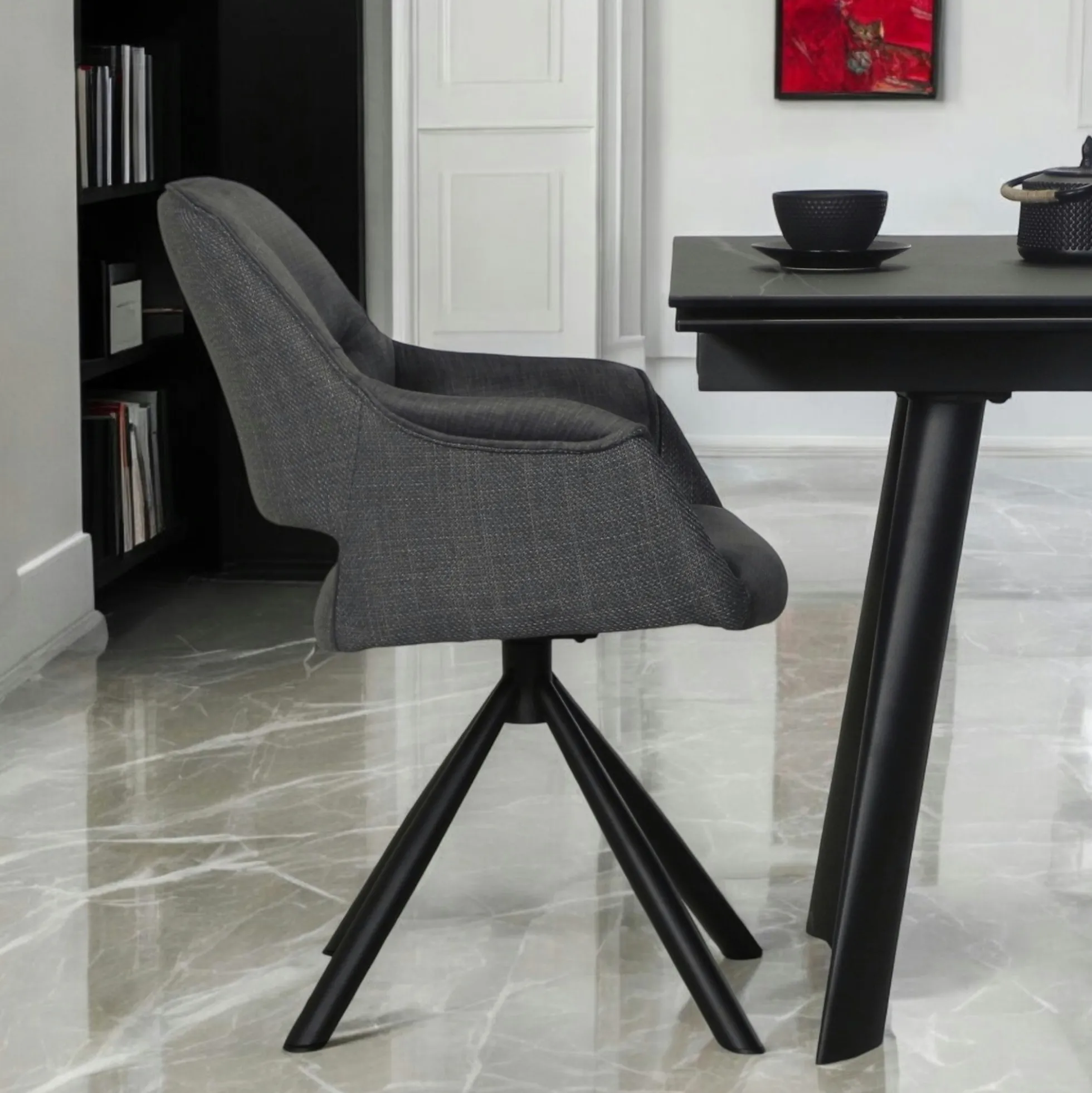 Fauteuil pivotant bi-matière, couleur grise (lot de 2) IENA