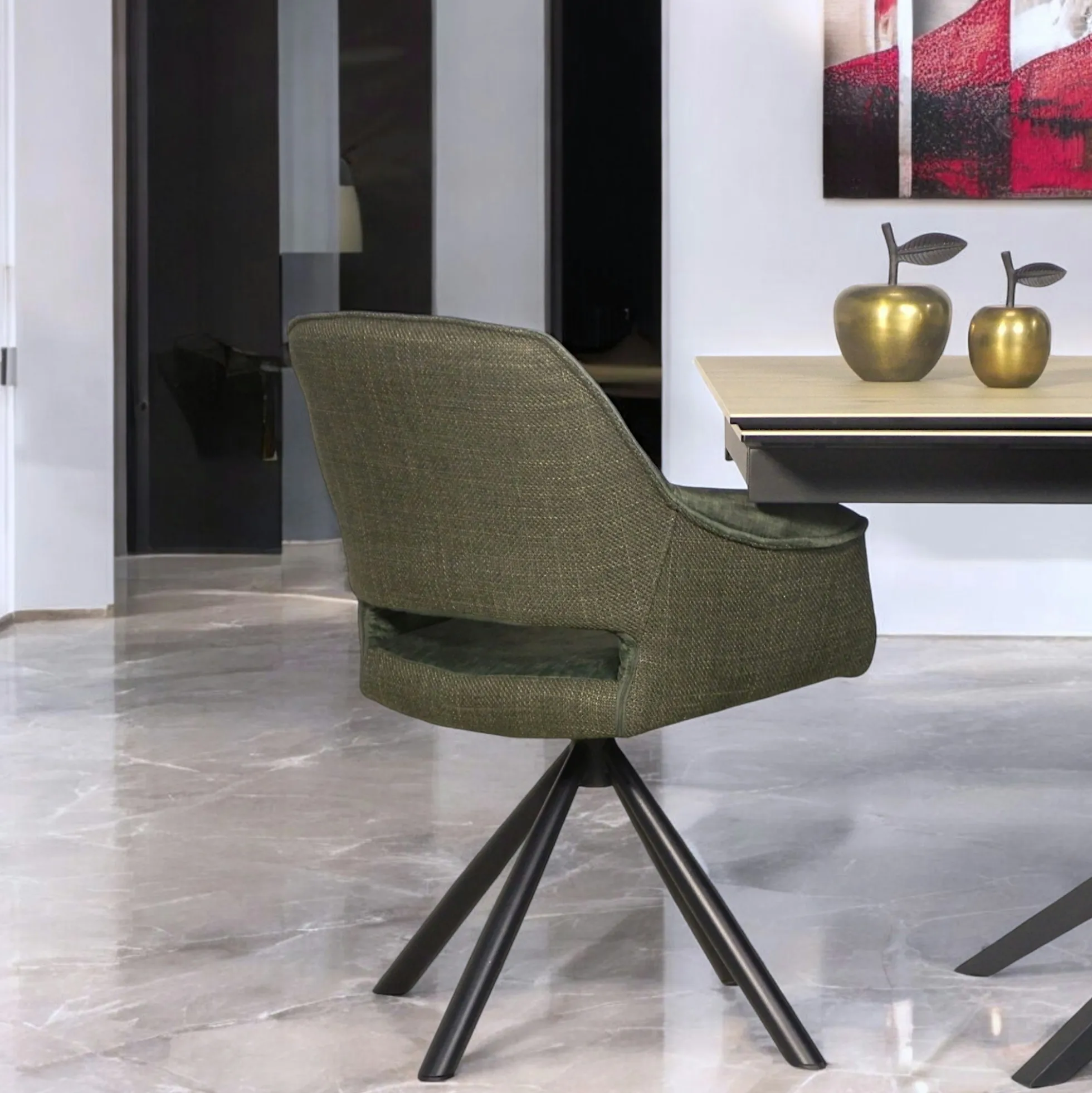 Fauteuil pivotant bi-matière, couleur verte (lot de 2) IENA