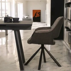 Fauteuil pivotant bi-matière, couleur taupe (lot de 2) IENA
