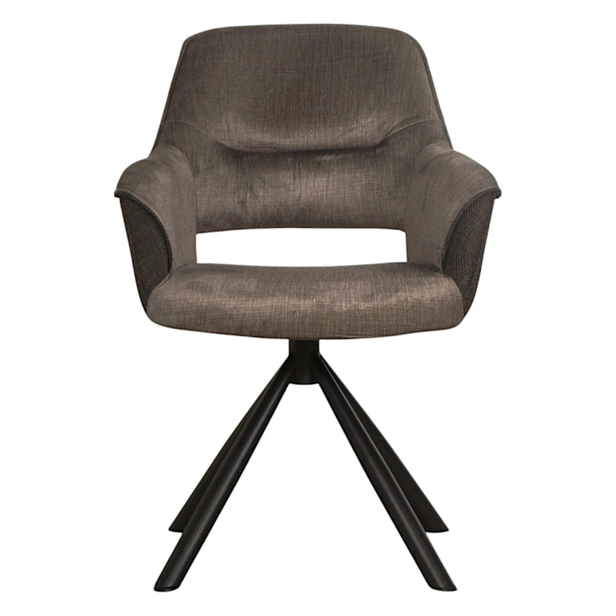 Fauteuil pivotant bi-matière, couleur taupe (lot de 2) IENA