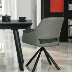 Fauteuil pivotant bi-matière, couleur lagon (lot de 2) IENA