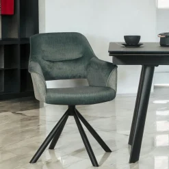 Fauteuil pivotant bi-matière, couleur lagon (lot de 2) IENA