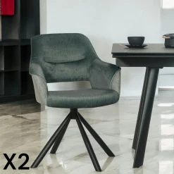 Fauteuil pivotant bi-matière, couleur lagon (lot de 2) IENA