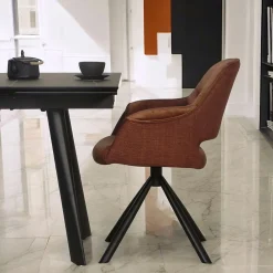 Fauteuil pivotant bi-matière, couleur cuivre (lot de 2) IENA