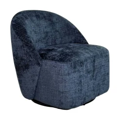 Fauteuil pivotant bleu nuit dossier rond tissu texturé IENA