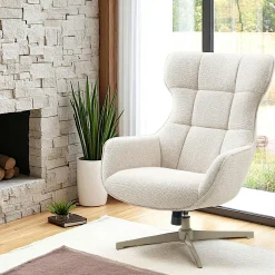 Fauteuil pivotant confort, couleur blanc naturel BERLIN