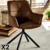 Fauteuil pivotant contemporain microfibre havane (lot de 2) IENA