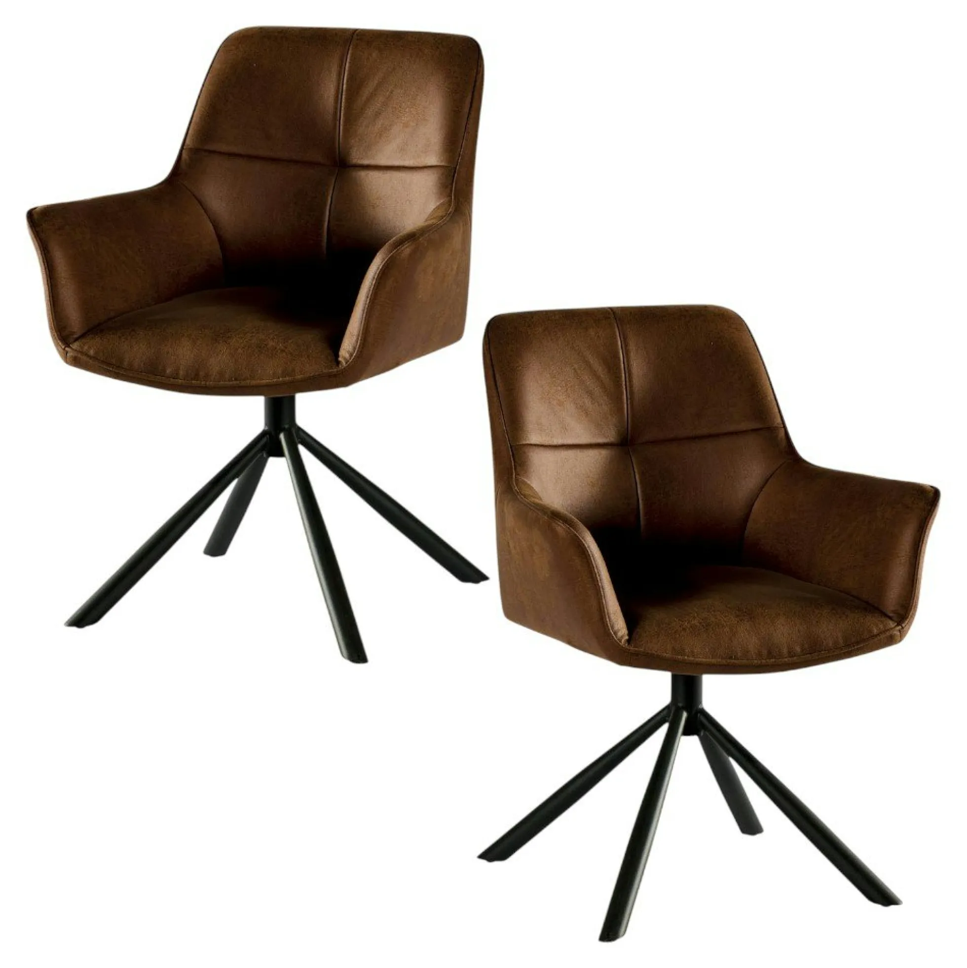 Fauteuil pivotant contemporain microfibre havane (lot de 2) IENA