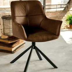 Fauteuil pivotant contemporain microfibre havane (lot de 2) IENA