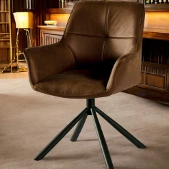 Fauteuil pivotant contemporain microfibre havane (lot de 2) IENA