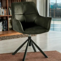 Fauteuil pivotant contemporain microfibre grise (lot de 2) IENA