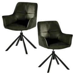 Fauteuil pivotant contemporain microfibre grise (lot de 2) IENA