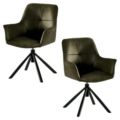 Fauteuil pivotant contemporain microfibre kaki (lot de 2) IENA