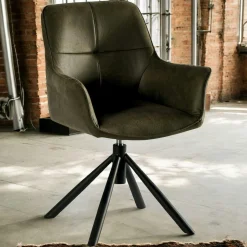 Fauteuil pivotant contemporain microfibre kaki (lot de 2) IENA