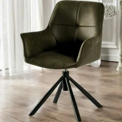 Fauteuil pivotant contemporain microfibre kaki (lot de 2) IENA