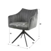 Fauteuil pivotant de table en velours gris à larges bandes (lot de 2) MELBOURNE