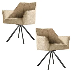 Fauteuil pivotant de table en bouclette sable (lot de 2) MELBOURNE
