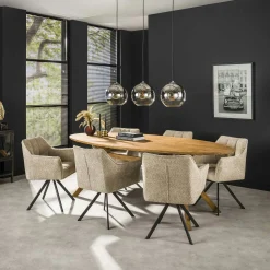 Fauteuil pivotant de table en bouclette sable (lot de 2) MELBOURNE