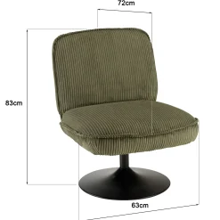 Fauteuil pivotant en tissu velours côtelé vert CASTILLE