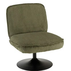 Fauteuil pivotant en tissu velours côtelé vert CASTILLE