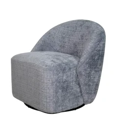 Fauteuil pivotant gris bleu dossier rond tissu texturé IENA