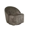 Fauteuil pivotant gris cendre dossier rond tissu texturé IENA