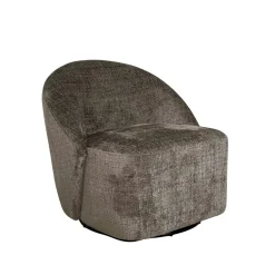 Fauteuil pivotant gris cendre dossier rond tissu texturé IENA