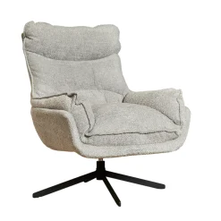 Fauteuil pivotant gris clair en tissu bouclette BELORA
