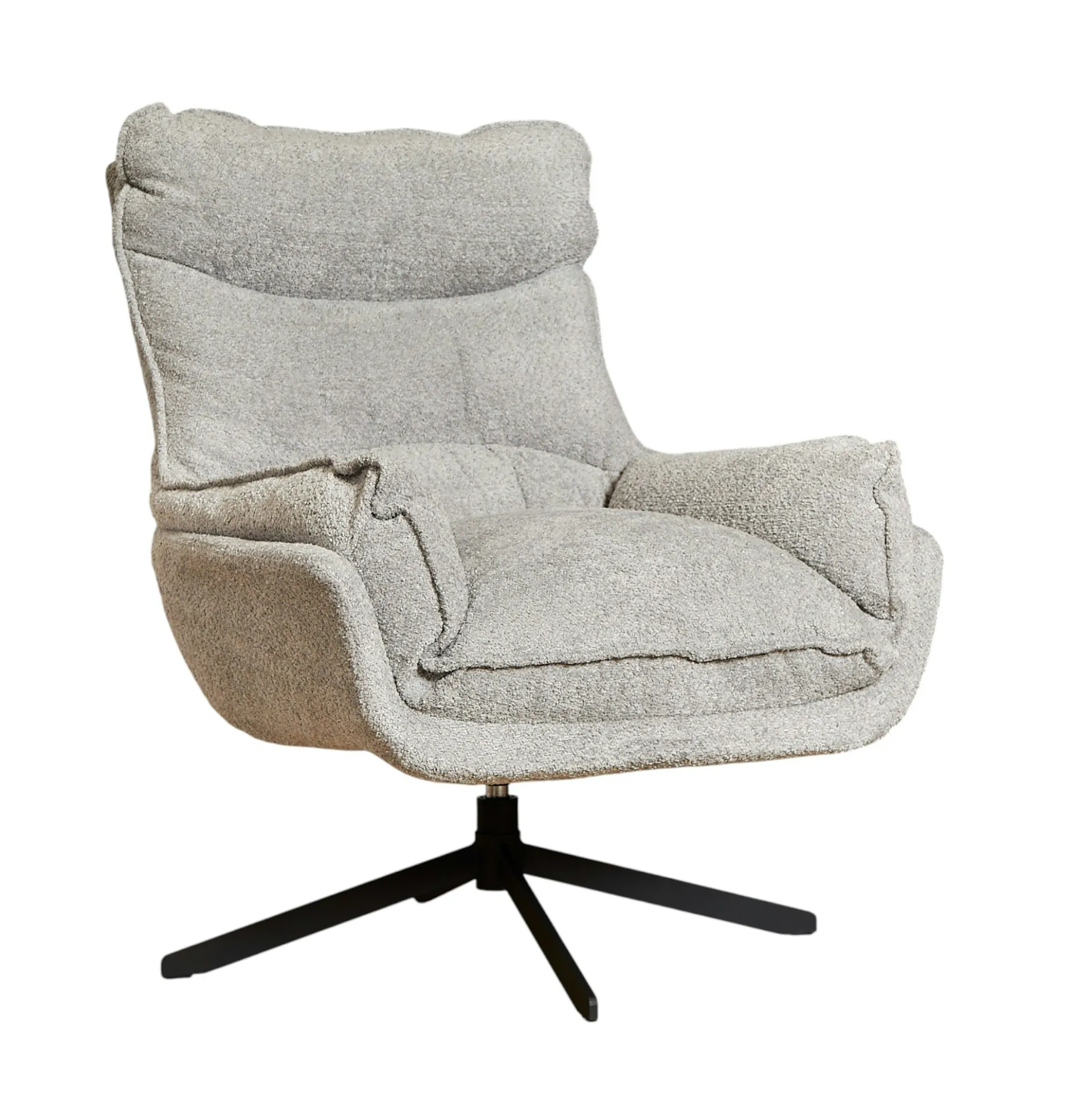 Fauteuil pivotant gris clair en tissu bouclette BELORA